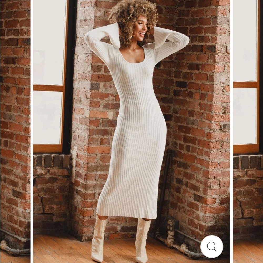 GWYNETH WHITE SWEATER MIDI DRESS